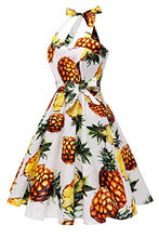 Load image into Gallery viewer, Topdress Women'sVintage Polka Audrey Dress 1950s Halter Retro Cocktail Dress Pineapple XL
