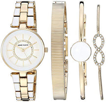 Load image into Gallery viewer, Anne Klein Women's AK/3286WTST Premium Crystal Accented Gold-Tone and White Watch and Bracelet Set
