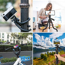 Load image into Gallery viewer, Phone Tripod Flexible Upgraded, 11" Portable Cell Phone Camera Travel Tripod Stand with Wireless Remote Shutter and Universal Phone Mount, Compatible with iPhone, Android Phones, Sports Camera GoPro
