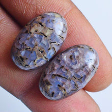 Load image into Gallery viewer, RAVISHINGGEMS Natural Moss Agate Pair Cabochon, Oval Shape, Flat Back Side, Size 20x12x6 MM, Stone for Earring Tumbled Stone, Smooth Polished Agate 23340
