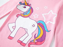 Load image into Gallery viewer, Babyroom Girls Matching Doll&amp;toddler 4 Piece Cotton Pajamas Toddler Unicorn Sleepwear size 7 Pink
