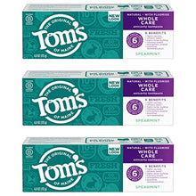 Load image into Gallery viewer, Tom's of Maine Whole Care Natural Toothpaste with Fluoride, Spearmint, 4 oz. 3-Pack (Packaging May Vary)
