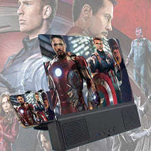 Load image into Gallery viewer, jteman 12'' 3D Mobile Phone Screen Magnifier with Bluetooth Speaker, HD Protable Movies Amplifier with Foldable Holder Stand, Support iPhone Xs Max/X / 8/8 Plus and Android All Smartphones
