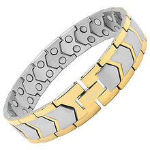 Load image into Gallery viewer, MagnetRX® Ultra Strength Magnetic Bracelet - Arthritis Pain Relief &amp; Carpal Tunnel Relief Magnetic Therapy Bracelets for Men - Adjustable with Sizing Tool (Silver &amp; Gold)
