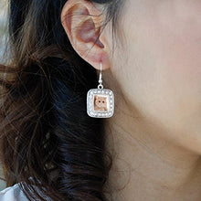 Load image into Gallery viewer, Inspired Silver - Persian Cat Charm Earrings for Women - Silver Square Charm French Hook Drop Earrings with Cubic Zirconia Jewelry
