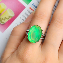 Load image into Gallery viewer, Fun Jewels Elegant Multi Color Change Facet Oval Crystal Stone Brass Mood Ring Size Adjustable
