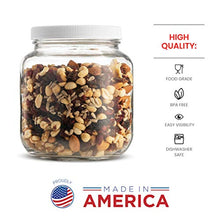 Load image into Gallery viewer, Half Gallon Glass Mason Jar (64 Oz - 2 Quart) - 4 Pack - Wide Mouth, Plastic Airtight Lid, USDA Approved BPA-Free Dishwasher Safe Canning Jar for Fermenting, Sun Tea, Kombucha, Dry Food Storage, Clear

