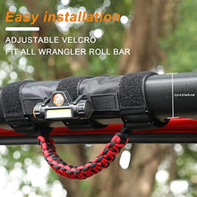 Load image into Gallery viewer, Upgrade Roll Bar Grab Handles with Dome Light for Jeep Gladiator Accessories, Cartaoo Premium Paracord Grips Fit 2.0-4.0 Inch Rods CJ YJ TJ JK JL &amp; Gladiator JT 1945-2021 (Red 2pcs)
