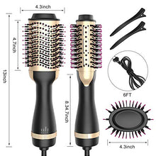 Load image into Gallery viewer, Hot Air Brush, Bongtai Hair Dryer Brush Hair Dryer &amp; Volumizer 3 in 1 Brush Blow Dryer Styler for Rotating Straightening, Curling, Salon Negative Ion Ceramic Blow Dryer Brush(Golden)

