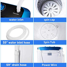 Load image into Gallery viewer, HOMHUM Mini Portable Twin Tub Washing Machine,Compact 13lbs Washer + Spinner Combo,Built-in Gravity Drain, Ideal for Dorms, Apartments, RVs, Camping etc, White/Blue
