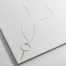 Load image into Gallery viewer, Silpada 'Intermix' Open Circle &amp; Bar Pendant Necklace in Sterling Silver &amp; Brass
