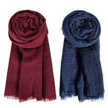 Load image into Gallery viewer, Chalier 4 PCS Hijab Scarfs for Women Soft Scarf Shawl Lightweight Long Wraps for All Season,Burgundy/Navy Blue/Army Green/Dark Grey
