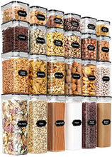 Load image into Gallery viewer, Airtight Food Storage Containers Set with Lids - 24 PCS, BPA Free Kitchen and Pantry Organization, PRAKI Plastic Leak-proof Canisters for Cereal Flour &amp; Sugar - Labels &amp; Marker, Black
