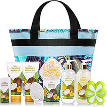 Load image into Gallery viewer, BFFLOVE Gift Basket for Women, 10 Pc Coconut Scent Bath Set

