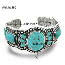 Load image into Gallery viewer, jianxi Women's Antique Rgentium Plated Base Heart Compressed Turquoise Bracelet Cuff Bangle Fashion Jewelry (1323A Blue)

