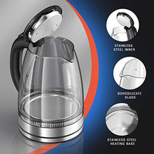 Load image into Gallery viewer, HadinEEon Electric Kettle 1.7L Glass Electric Tea Kettle (BPA Free) Cordless Teapot, Portable Electric Hot Water Kettle with Auto Shutoff Protection, Stainless Steel Lid &amp; Bottom

