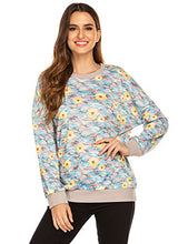 Load image into Gallery viewer, FINEJO Women's Long Sleeve Top Casual Floral Print Pullover Tops L
