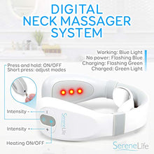 Load image into Gallery viewer, Smart Neck Massager with Heat - Cordless Rechargeable Trigger Point Deep Tissue Portable Neck Massager w/ Heat Vibration Shiatsu Acupressure Therapy, for Men &amp; Women - SereneLife SLNKMSG120
