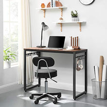 Load image into Gallery viewer, VASAGLE ALINRU Computer Desk, Office Desk with 8 Hooks, for Study, Home Office, Easy Assembly, Steel Frame, Industrial, 39.4 x 19.7 x 29.5 Inches, Walnut Brown and Black ULWD045B08
