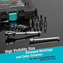 Load image into Gallery viewer, DURATECH Bit Socket Set, 42-piece, 1/4" and 3/8" Drive Allen, Torx, Star, Slotted, Phillips Bit Sockets, 3/8" 90T Ratchet, Extension Bar, Socket Adapter, with Storage Case, SAE &amp; Metric
