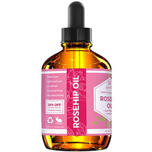 Load image into Gallery viewer, Rosehip Seed Oil by Leven Rose, 100% Pure Organic Unrefined Cold Pressed Anti Aging Rose Hip Moisturizer for Hair Skin &amp; Nails, 4 Fl. oz
