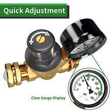 Load image into Gallery viewer, RVGUARD RV Water Pressure Regulator Valve, Brass Lead-Free Adjustable Water Pressure Reducer with Gauge and Inlet Screen Filter for RV Camper Travel Trailer
