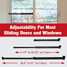 Load image into Gallery viewer, SECURITYMAN Sliding Door Security Bar-Child Proof Sliding Glass Door Bar with Anti Lift Lock - Fits Most Doors &amp; Windows-Adjustable Patio Door Security Bar (19"- 51") (Black)

