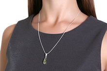 Load image into Gallery viewer, 925 Sterling Silver Teardrop Necklace with Natural Baltic Green Amber. Gemstone Pendant for Girls, Teens, Women. 20" Snake Chain Included
