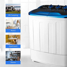 Load image into Gallery viewer, HOMHUM Mini Portable Twin Tub Washing Machine,Compact 13lbs Washer + Spinner Combo,Built-in Gravity Drain, Ideal for Dorms, Apartments, RVs, Camping etc, White/Blue
