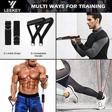 Load image into Gallery viewer, LEEKEY Resistance Bands Set Workout Bands (11pcs) 5 Different Level Stackable Exercise Bands with Door Anchor, Handles, Waterproof Carry Bag,Legs Ankle Straps for Home Workouts and Resistance Training
