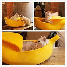 Load image into Gallery viewer, · Petgrow · Banana Cat Bed Cave Extra Large Size, Pet Bed Sofa Soft Cat Cuddle Bed House, Lovely Pet Supplies for Rabbits Small Dogs Cats Kittens Bed, Yellow
