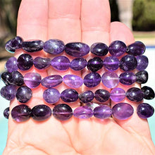 Load image into Gallery viewer, CHARGED Dark Amethyst Crystal Bracelet Tumble Polished Stretchy + Selenite Heart Charging Crystal (OPEN &amp; HEAL THE HEART CHAKRA - SOOTHE HURT, LONELINESS &amp; ANXIETY) [REIKI] by ZENERGY GEMS

