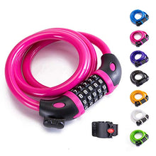 Load image into Gallery viewer, Bike Lock Bicycle Lock Chain ，5-Digit Combination Lock Core Steel Wire Bike Lock Security&amp;Portable Bicycle Locks,4 Feet x 1/2 inch (Pink)
