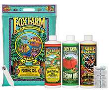 Load image into Gallery viewer, Fox Farm Starter Bundle | Big Bloom, Grow Big, Tiger Bloom (Pack of 3-16 oz. Bottles) | 12 Quart Ocean Forest Garden Potting Soil Bag | 1 THCity Stake | 1 Twin Canaries Chart
