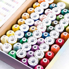 Load image into Gallery viewer, Simthread 63 Brother Colors Polyester Embroidery Machine Thread Kit 40 Weight for Brother Babylock Janome Singer Pfaff Husqvarna Bernina Embroidery and Sewing Machines 550Y
