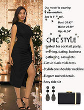 Load image into Gallery viewer, Nature Comfy LilyIn Womens Sleeveless one Shoulder Ruched High Slit Elegant Evening Cocktail Party Dresses (Classic Solid Black, Small)
