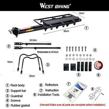 Load image into Gallery viewer, West Biking 110Lb Capacity Almost Universal Adjustable Bike Cargo Rack Cycling Equipment Stand Footstock Bicycle Luggage Carrier Racks with Reflective Logo
