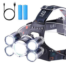 Load image into Gallery viewer, Headlamp 12000 Lumen Ultra Bright CREE LED Work Headlight Micro-USB Rechargeable, 4 Modes Head Lamp Waterproof Headlamps for Camping Hiking Hunting Hard Hat Workers
