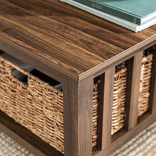 Load image into Gallery viewer, WE Furniture Rustic Wood Rectangle Coffee Accent Table Storage Baskets Living Room, 40 Inch, Dark Walnut
