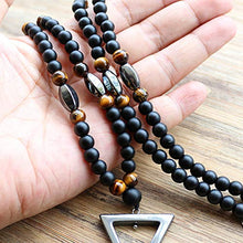 Load image into Gallery viewer, Bergort Beads Black Mens Hematite Triangle Pendants Necklace Fashion Jewelry for Party Street Prom
