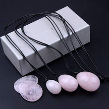 Load image into Gallery viewer, Banshren 5 Piece Rose Quartz Healing Crystals Set, 3 Rose Crystal Quartz Drilled Eggs in Graduated Sizes for Kegel Exercise or Vaginal Training (Small, Medium, Large) &amp; 2 Worry Stones for Meditation
