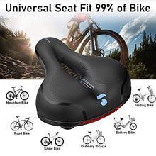 Load image into Gallery viewer, Waterproof Comfortable Wide Bike Seat with Red Warning Strip,Memory Foam Bicycle Saddle with Dual Shock Absorbing,Universal Fit Bike Cushion Replacement on Indoor/Outdoor Mountain Bikes for Women&amp;Men
