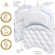 Load image into Gallery viewer, Premium Bathtub Pillow, Soft And Durable [10 Anti-Slip Suction Cups] Extra Cushioned Design Cradle Neck, Head And Shoulders Support, Dry Fabric Provides Cooling Effect | Free Machine Washable Bag
