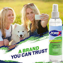 Load image into Gallery viewer, ZORBX Strong Odor Remover Spray - Unscented Odor Eliminator Spray for Pet, Urine, and Shoe | Stronger Deodorizer Spray, Pack of 4 (7.5 Oz Each)
