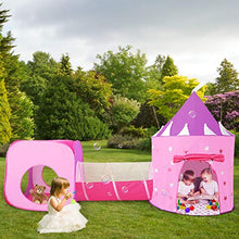 Load image into Gallery viewer, Gift for Girls, Princess Tent with Tunnel, Kids Castle Playhouse &amp; Princess Dress up Pop Up Play Tent Set, Toddlers Toy Birthday Gift Present for Age 3 4 5 6 7 Years, Glow in The Dark Stars, Indoor
