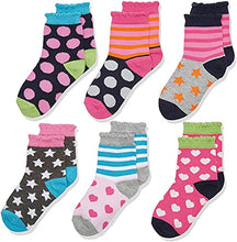 Load image into Gallery viewer, Jefferies Socks Little Girls Dots/Hearts/Stripes Fashion Crew Socks 6 Pairs Pack, Multi, Small
