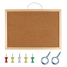 Load image into Gallery viewer, Cork Board Bulletin Board - 15.7"X 12" Vision Board Wood Frame Corkboard Message Board Wall Mounted Pin Board for School, Home &amp; Office (with Pins, Hardware, Rope)
