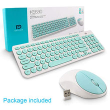 Load image into Gallery viewer, Wireless Keyboard and Mouse Combo, FD iK6630 2.4GHz Cordless Cute Round Key Set Smart Power-Saving Whisper-Quiet Slim Combo for Laptop, Computer,TV and Mac (Mint Green &amp; White)
