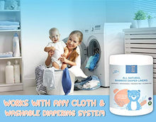 Load image into Gallery viewer, Disposable Cloth Bamboo Diaper Liners –Fragrance Free, Chlorine Free &amp; Eco-Friendly , Flushable Biodegradable Reusable Liners for Cloth Diaper - 100 Sheets per roll
