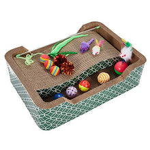 Load image into Gallery viewer, MECOOL Cat Wide Scratch Lounge Scratching Cardboard Corrugated Bed Wavy Cat Scratcher Pads with Cat Toys

